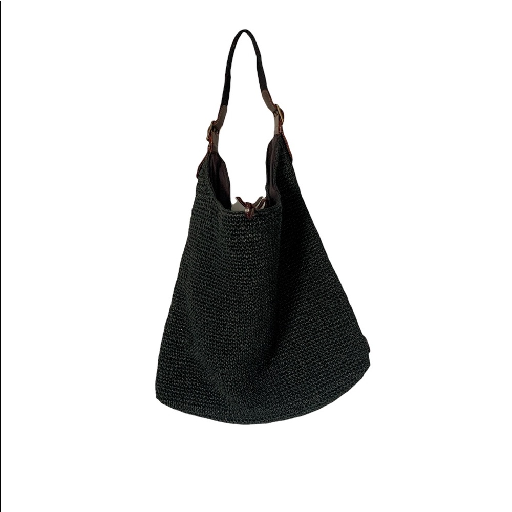 Ralph Lauren black straw hobo bag